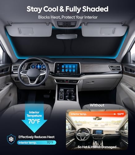Wigoo for Volkswagen Atlas Windshield Sunshade, Custom Fit, Heat Blockage - Image 2