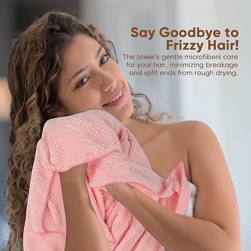 HOMEXCEL 5PK Microfiber Hair Towels, 40x20 in, Fast Drying - Image 3