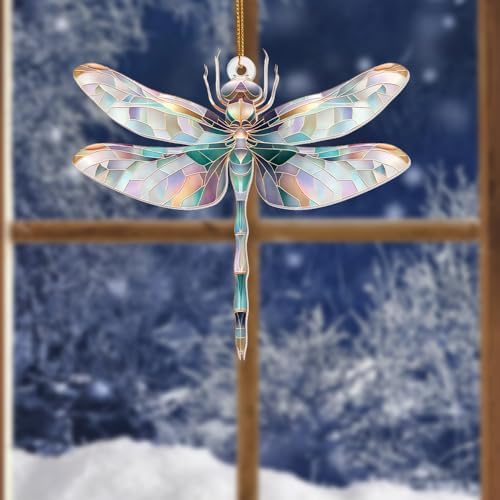 Dragonfly Ornament Stained Glass Style – Acrylic Window Hanging Suncatcher - Image 5