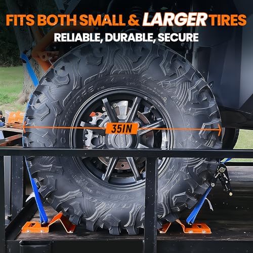 A ANTELOPE Heavy Duty Wheel Chock Tie Down Kit 4pk Trailer Tire Straps - Image 3