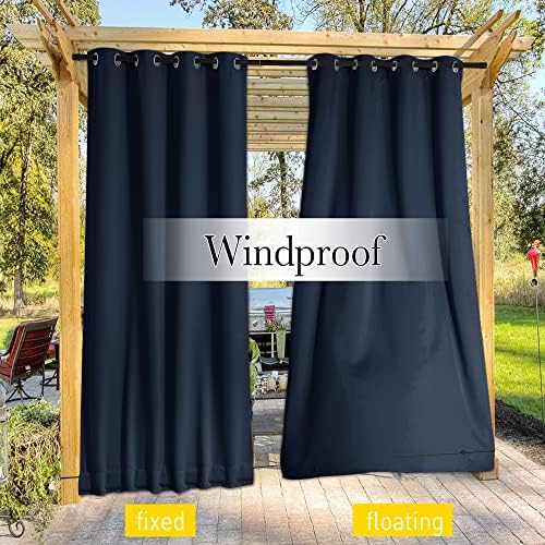 NICETOWN Weighted Curtains for Patio Waterproof W66xL84 Navy 2 Panels - Image 5