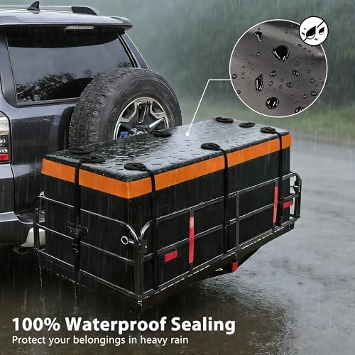 500 LBS Folding Hitch Cargo Carrier Basket 60" X 24" X 14.4"+ Waterproof Bag - Image 5