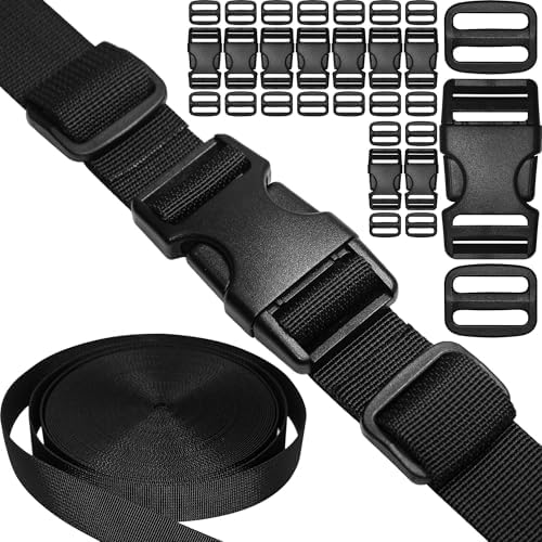 1 inch Straps and Buckles Set: 12 Yard Nylon Webbing Strap 1" Wide, 10 Pack by HISUNTEC