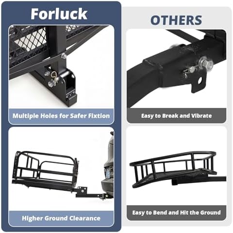 Forluck 60" x 24" x 14" Folding Hitch Mount Cargo Carrier, 500 lbs Capacity - Image 3