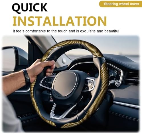 3pcs Universal Carbon Fiber Steering Wheel Cover - Image 5