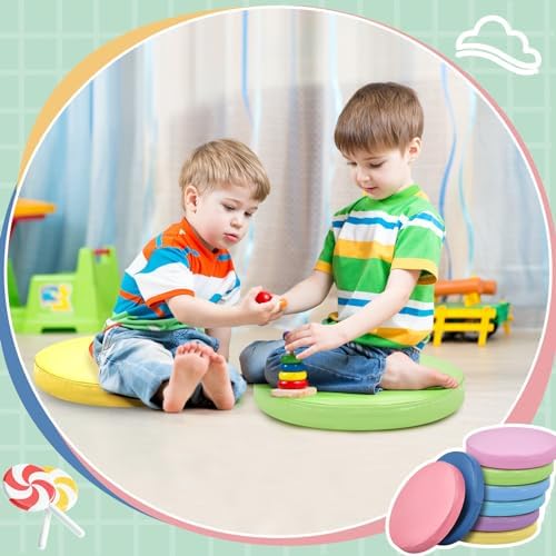 Juexica 8 Pcs Floor Cushions Kids, Macaron Color, 13.8 x 13.8 x 2 Inch - Image 6