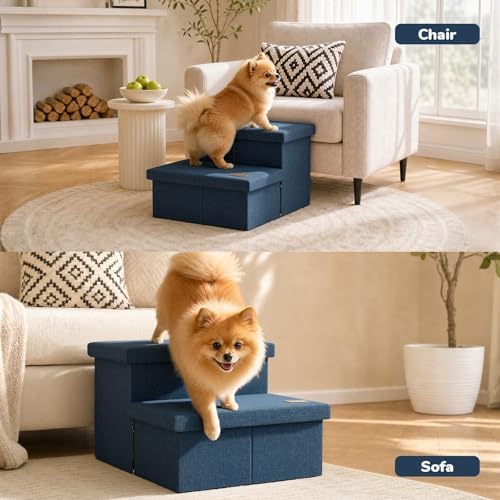 2-Step Wide Dog Stairs with Storage 11" H, Non-Slip Sturdy Pet Steps - Image 6