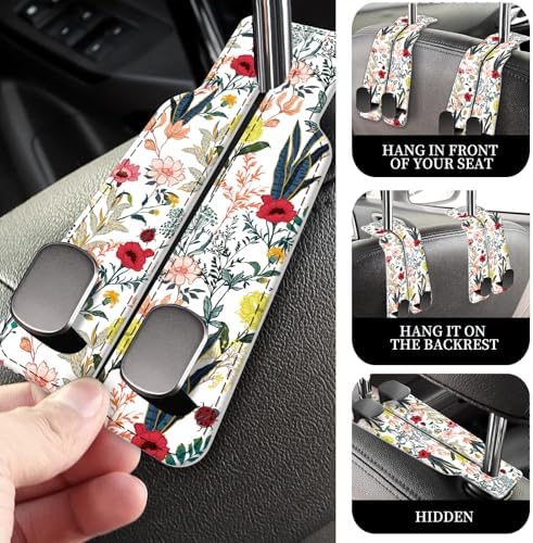 PU Leather Car Seat Hook, Storage Headrest Hanger, Cute Car Backseat Organizer - Image 3