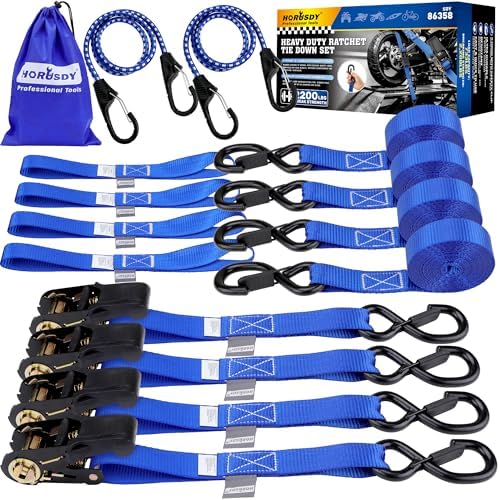 Ratchet Straps Heavy Duty, Tie Down Straps Ratchet Set, 2200 LB Break Strength by HORUSDY