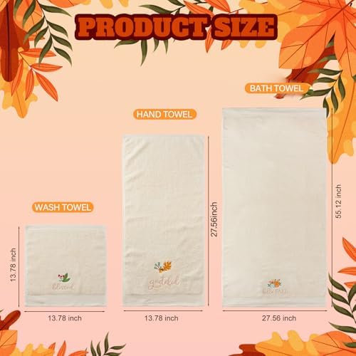 Peryiter 3 Pack Fall Decorative Bath Towel Set - Image 3
