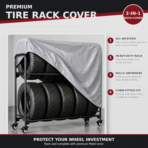 [Upgraded Rolling Tire Rack for Garage, Tire Storage Rack, Heavy-Duty Wheel Rack - Image 6