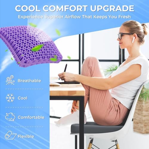 TushGuard Gel Seat Cushion for Long Sitting, Breathable Thick Patent Design - Image 3