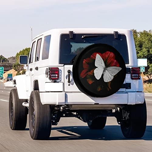 Delerain Spare Tire Cover Butterfly and Red Blossom Wheel Covers Waterproof - Image 3