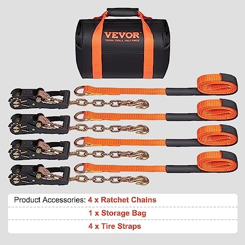 VEVOR Car Tie Down with Chain Anchors, Lasso Style 2"×120" Tire Straps - Image 7