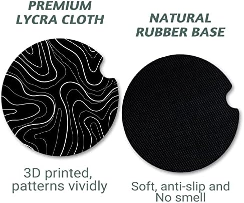 Yonlevres Car Coasters for Cup Holders, 2 Pack, Topographic - Image 5