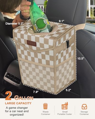 Pritent Car Trash Can with Lid Leakproof Car Garbage Bag Vehicle Trash Bin - Image 2