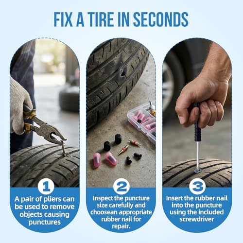 Schrader Valve Stem Removal Tool & Tire Repair Kit Tire Valve Stem Tool - Image 4