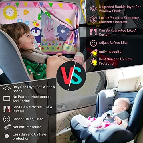 Car Window Shade for Baby, Cute Patterns Car Window Curtains for Sun Glare Block - Image 4