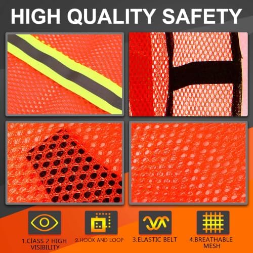 Haysandy 20 Pcs High Visibility Vest Reflective Safety Vest, BrightOrange - Image 5