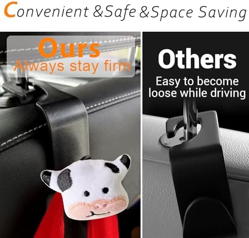 2Pack Cat Car Seat Headrest Hook Car Purse Hook Cars Seat Hooks - Image 5