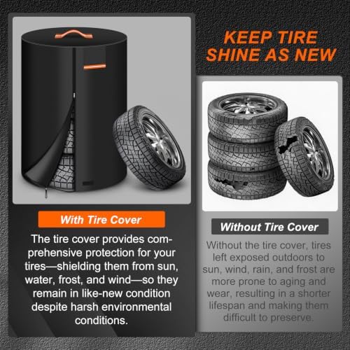 Tire Storage Cover, 600D Heavy Duty Holds 4 Tires Up to 28 Inch - Image 3