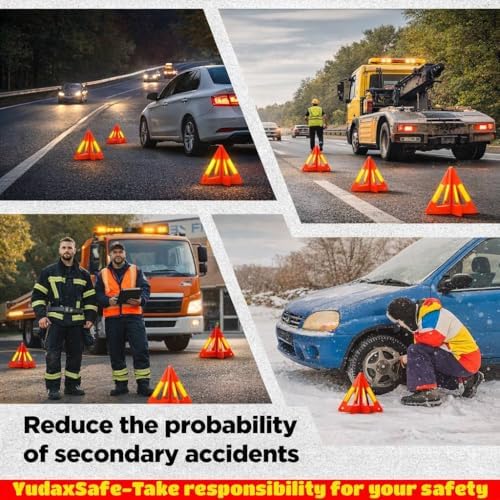 Safety Triangles for Vehicles, 6 Set Emergency Warning Reflective Triangles - Image 3
