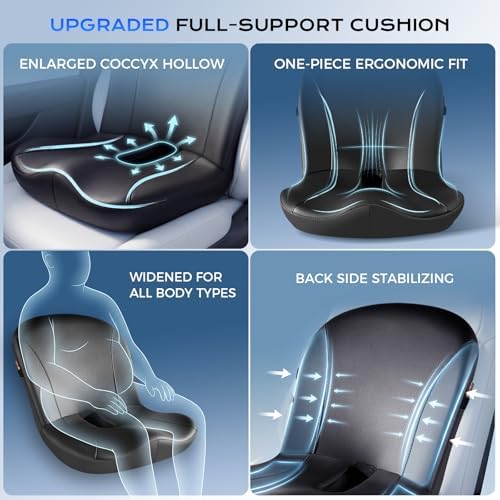 Coverado Car Seat Cushion and Lumbar Support Pillow One Piece, Napa Leather - Image 3