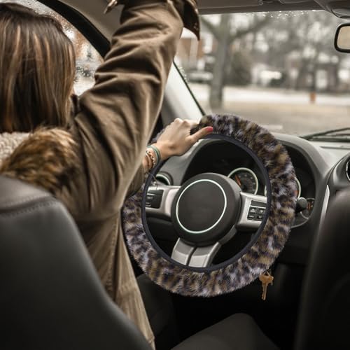 Accmor Fuzzy Steering Wheel Cover, Leopard Fluffy Car Wheel Cover - Image 6