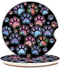 2 Pack Absorbent Car Coasters for Cup Holders, Gradient Black Dog paw Print by Unknown