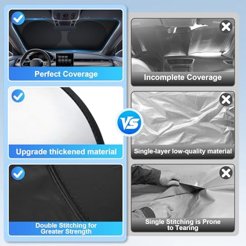 JUSTTOP 300T Car Windshield Sun Shade, Universal Foldable Reflective Sun Shade - Image 6
