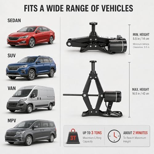 ROGTZ Electric Scissor Car Jack Kit 3T Portable Auto Car Lift Floor Jack - Image 3