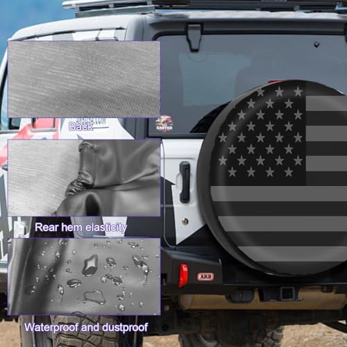Car Spare Tire Cover, 14Inch Dustproof Waterproof American USA Flag Vehicle - Image 5