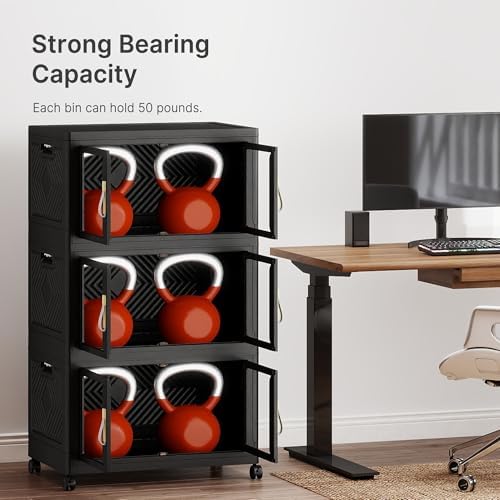 Stackable Storage Bins with Doors & Lids & Wheels - Image 3