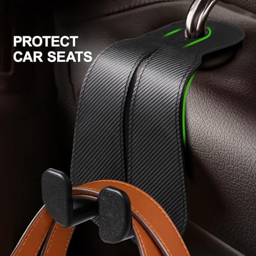 CoBak Extra Wide Car Seat Back Hooks, Premium Stitched Leather Headrest Hangers - Image 5
