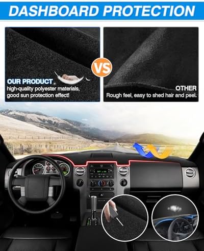 Cartist Black Dash Cover for Ford F-150 F150 2004-2008 Dashboard Cover Mat - Image 5