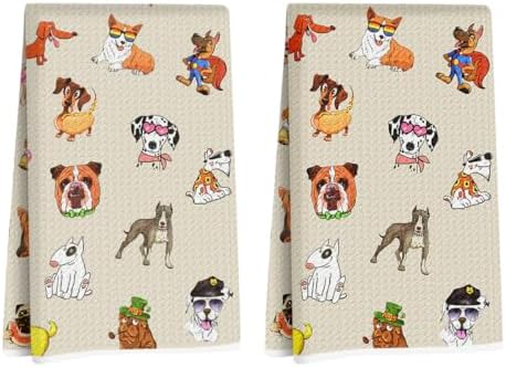 NISTOMISU Set of 2 Cute Dog Kitchen Towels, Dog Lovers Gifts by NISTOMISU