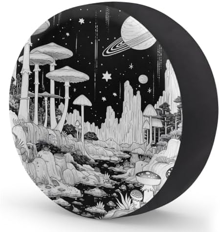 Rv Spare Tire Cover Wheel Mushroom Moon Galaxy Tire Covers Wheel Protectors - Image 2