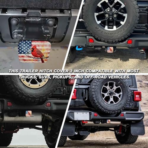 2 Inch Watercolor Cardinal American Flag Trailer Hitch Cover Rubber Receiver - Image 5