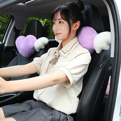 2 Pack Heart Shaped Cute Car Headrest Pillow - Image 3