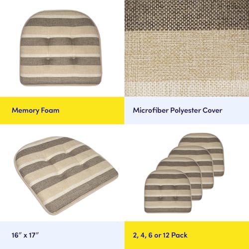 Sweet Home Collection Chair Cushion Memory Foam Pads Tufted Slip Non Skid - Image 6