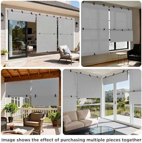 Outdoor Roller Shade 5'W x 7.5'H Cordless Shades Roll Up, Folding Exterior - Image 6