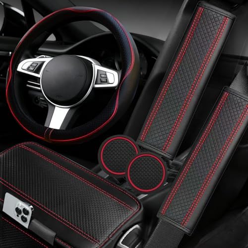 NBTEPEM 6 PCS Car Steering Wheel Cover Set, Microfiber Leather Steering Wheel by NBTEPEM