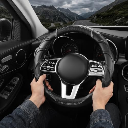 West Llama Carbon Fiber Leather Steering Wheel Cover - Image 4
