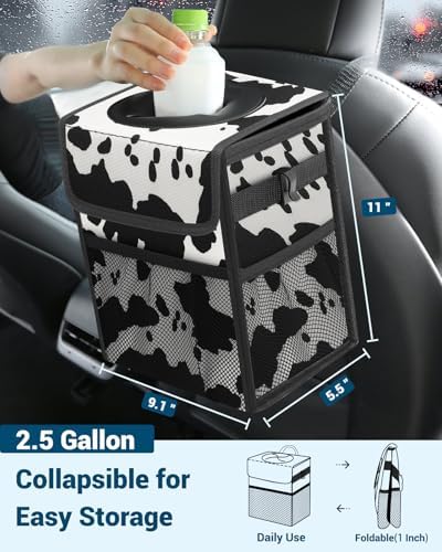 Capolo Car Trash Can with Lid, Leakproof Car Garbage Can Car Trash Bag - Image 2