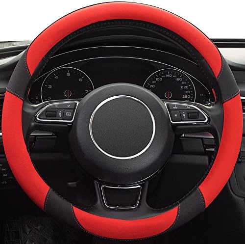 Red Steering Wheel Cover with Microfiber Leather - Image 2