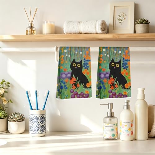 2 Pcs Cat Flower Kitchen Towels, Cute Cats Gifts - Image 4