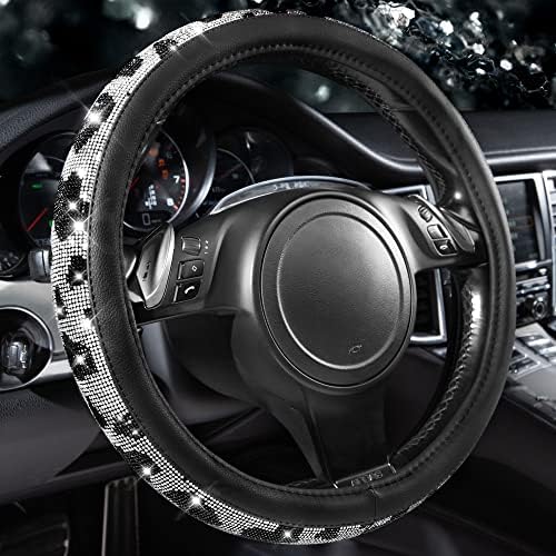 CAR PASS Bling Cow Print Diamond Steering Wheel Cover, by CARPASS