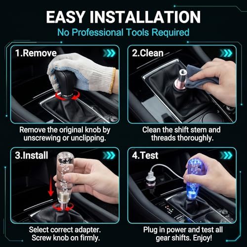 1 PC Car LED Luminous Crystal Gear Shifter, Colorful Bubble Light Shift Knob - Image 6
