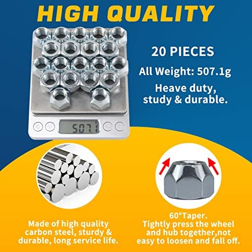 20pcs 1/2''-20 Trailer Lug Nuts Galvanized - Image 5