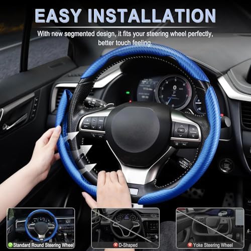 Amiss 3pcs Carbon Fiber Anti-Skid Steering Wheel Cover, Waterproof & Segmented - Image 5